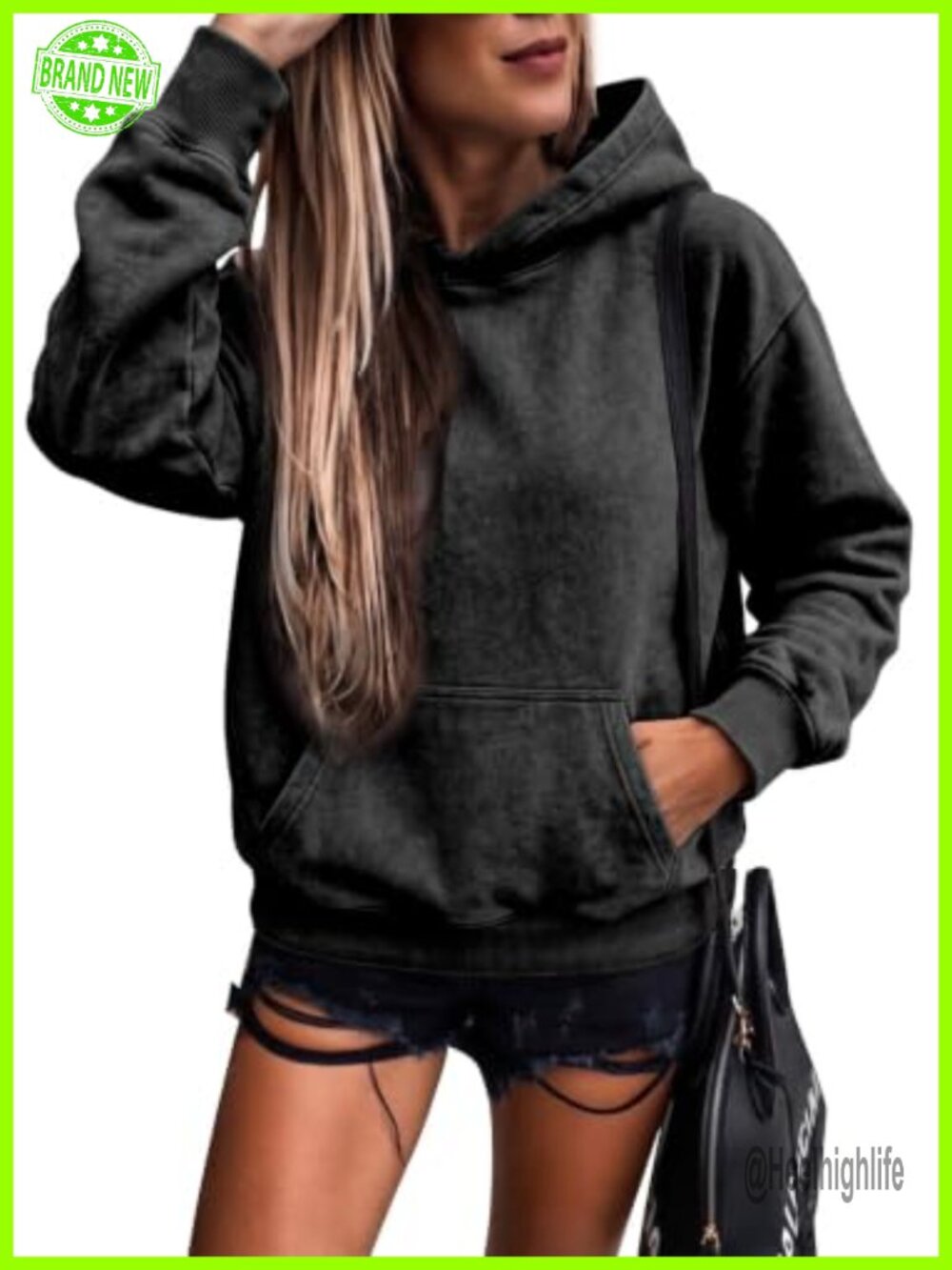 Oversized Acid Wash Hoodie Kangaroo Pocket Pullover Sweatshirt